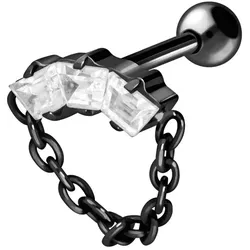 Titan Ohrpiercing KRISTALLBOGEN + KETTE