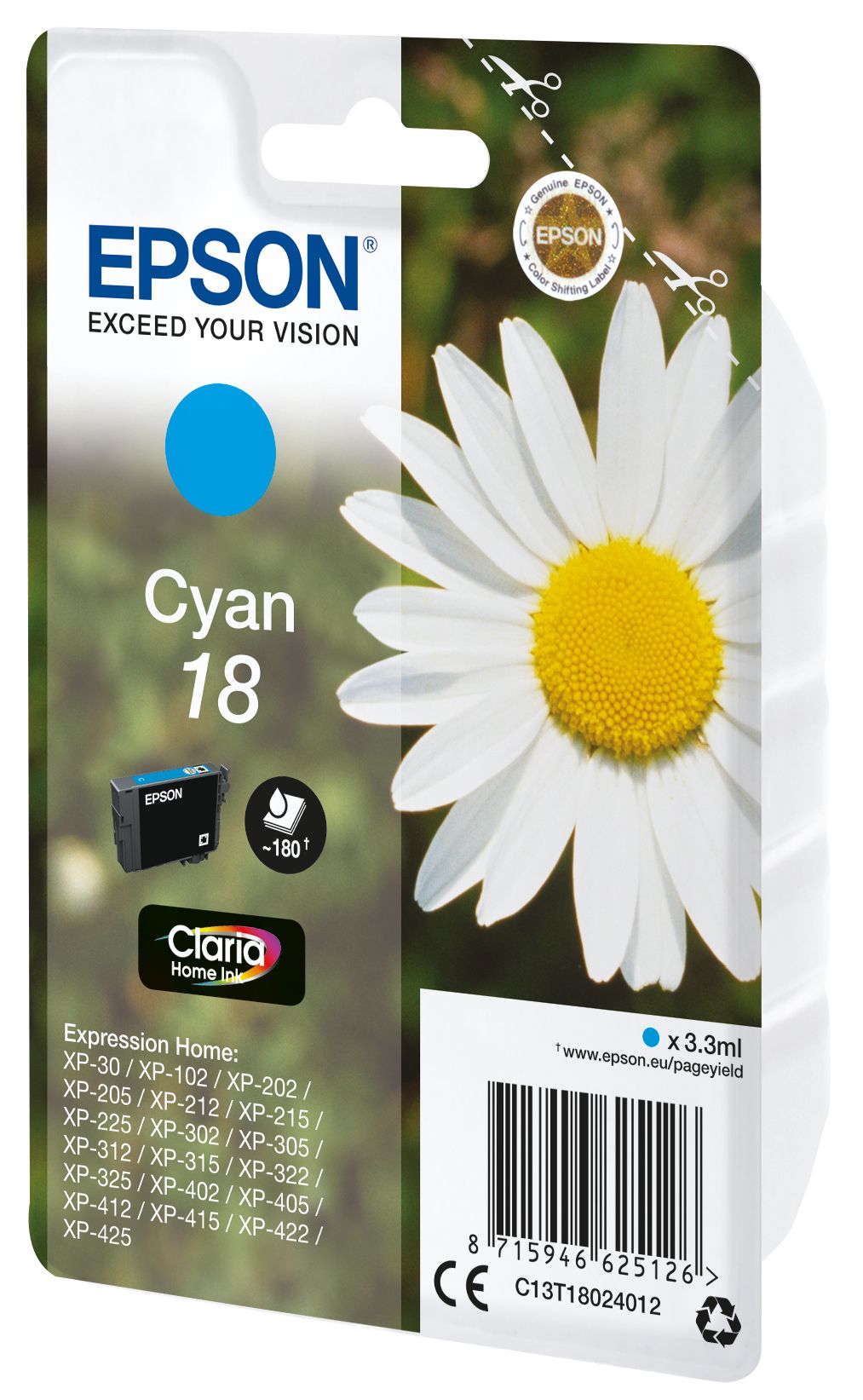 Epson originale Cyan 3,3 ml 18 C13T18024012