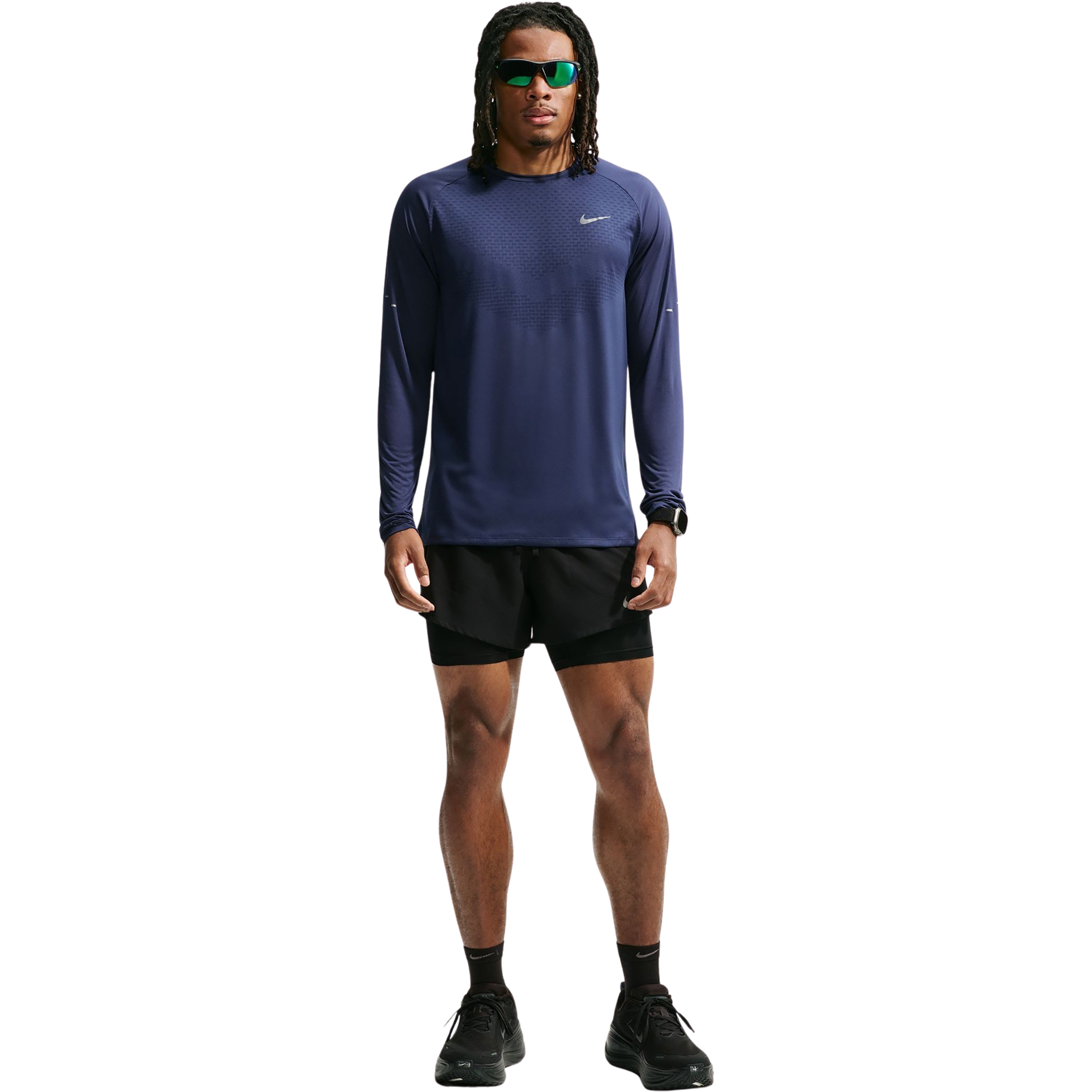 Nike Stride Herren Laufshirts blau Größe L Trailrunning | Laufen Elastisch