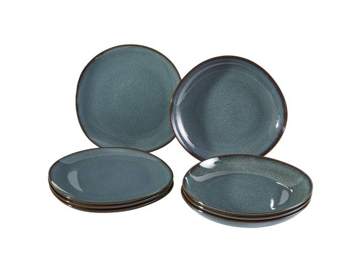 Villeroy & Boch Tafelservice Lave Gris, Keramik, 8-teilig, Abstraktes, 28x2.7x28 cm, robust, Geschirr, Geschirrsets, Tafelservice