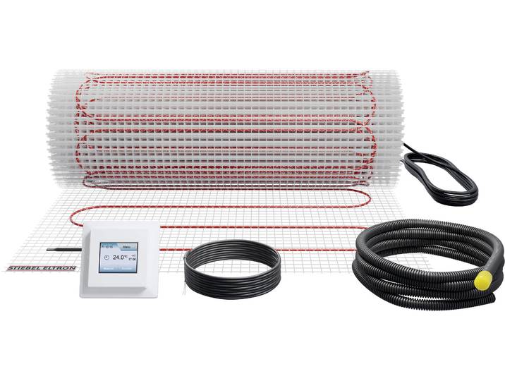 STIEBEL ELTRON Fußbodenheizung FTM 100/6 Set Plus , rot (weiß), B/L: 50cm x 1.200cm, 6m², Heizmatten, für große Flächen, Weichboden-Beläge wie Teppich, Vinyl, Kork, Fußbodenheizung