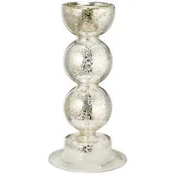 HOME STORY Kerzenhalter   ¦ silber ¦ Glas ¦ Maße (cm): H: 20  Ø: 10.0