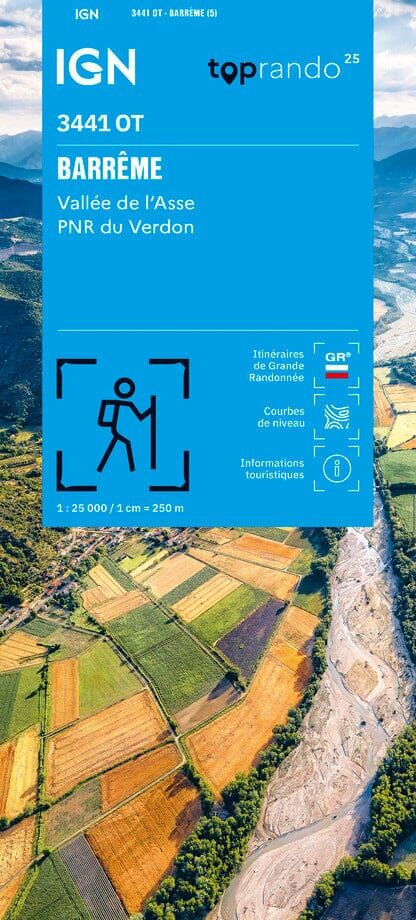 Carte de randonnée IGN TOP 25 n° 3441 OT - Barrême & Vallée de l'Asse & PNR du Verdon