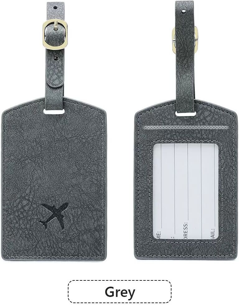 INF Étiquette de Bagage Anti-Perte en PU avec Carte de Nom pour Voyage Gris