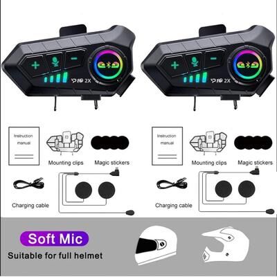 Uplift Picks Kebidumei YP10 2X Motorcycle Intercom Headset Bluetooth 5.3 Waterproof 300m soft Mic