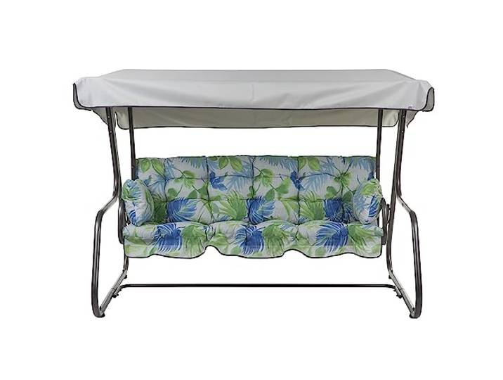 PATIO Hollywoodschaukel 3 Sitzer mit Liegefunktion Vita 170 cm mit Auflagen Seitenkissen Seitentische Sonnendach Blumenmuster