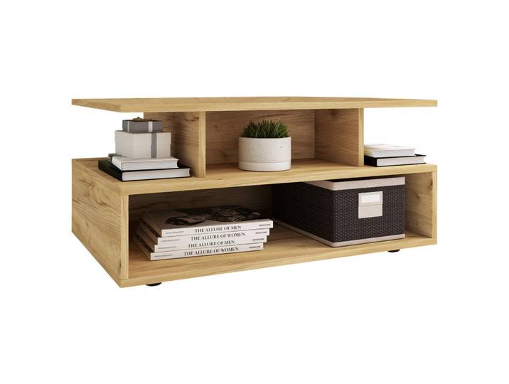Mid.you Couchtisch, Honigeiche, rechteckig, 50x40x80 cm, Stauraum, offenes Fach, Wohnzimmer, Wohnzimmertische, Couchtische, Couchtische mit Stauraum
