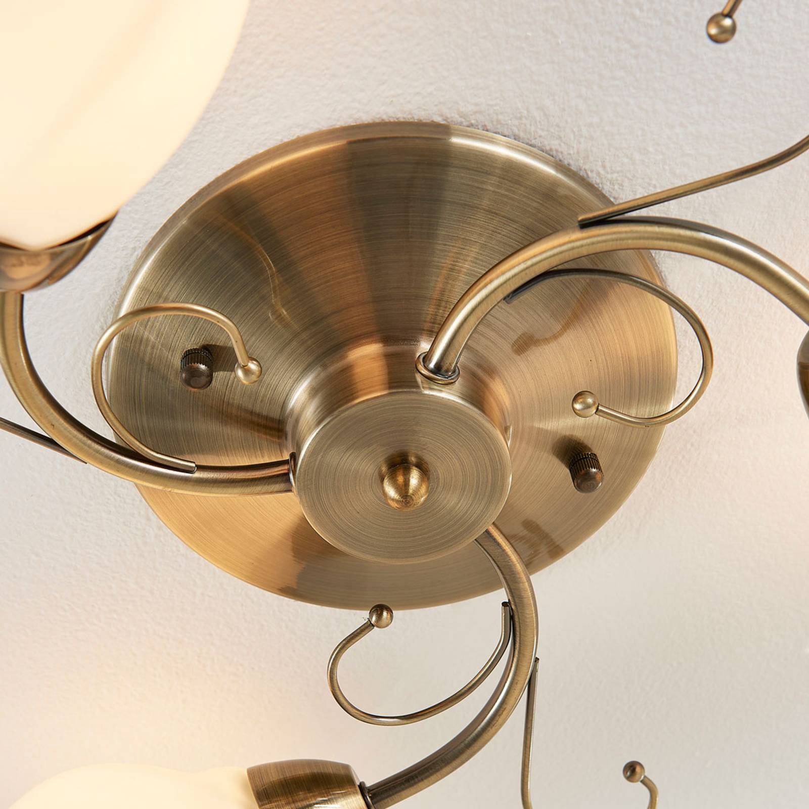 Ceiling Light Amedea Lindby, dimmable, Bronze / antique brass, Living / Dining Room, Glass, Antique, Ceiling Light
