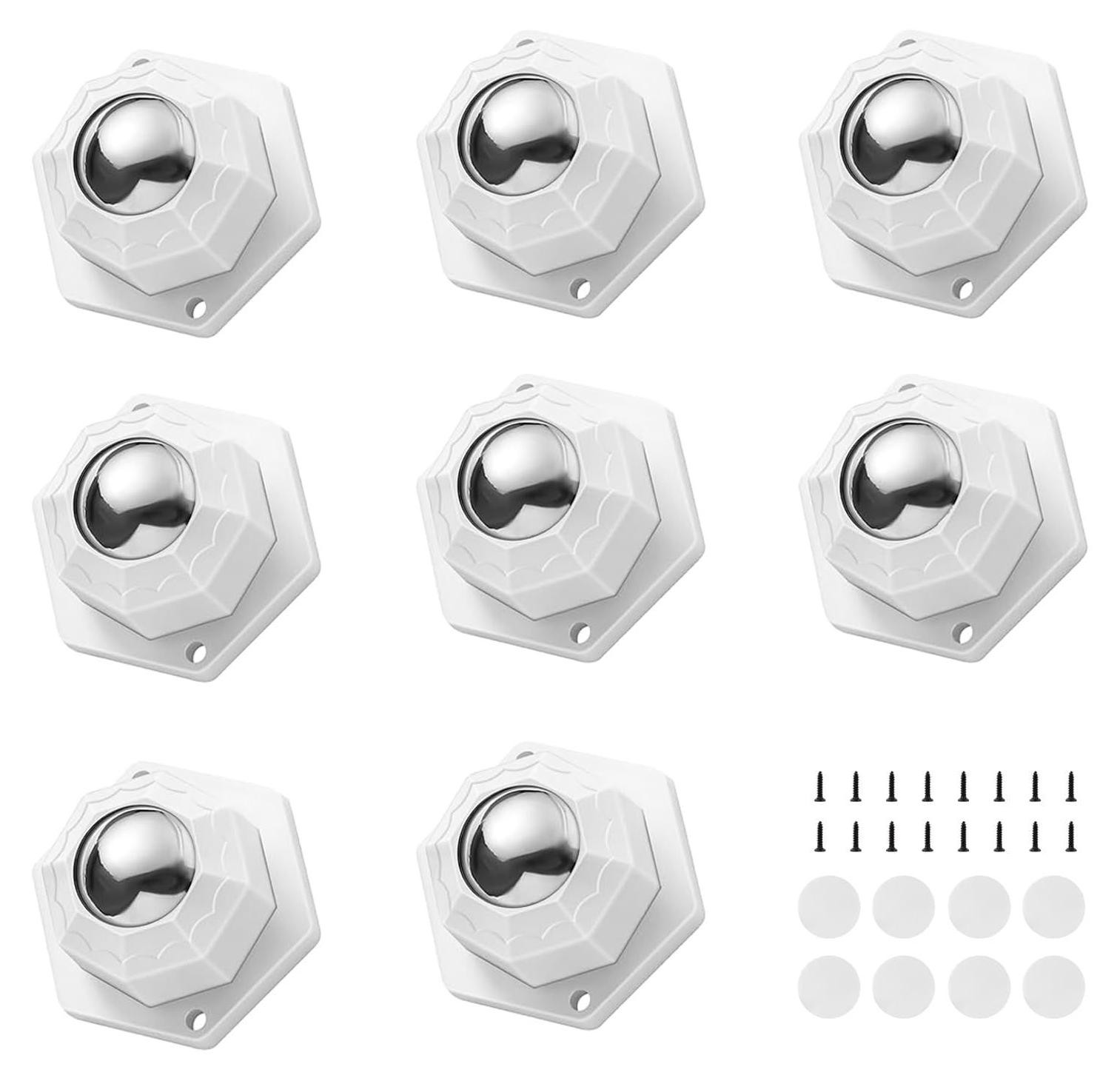 Lustrens Kogelwielen voor Meubels, 8 Stuks, Zelfklevend, 360° Draaibaar