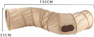 Inspired Finds CozyPlay Collapsible Cat Winter Suede Tunnel Interactive Play & Hideaway For Kittens, Puppies & Rabbits s Tunnel Khaki