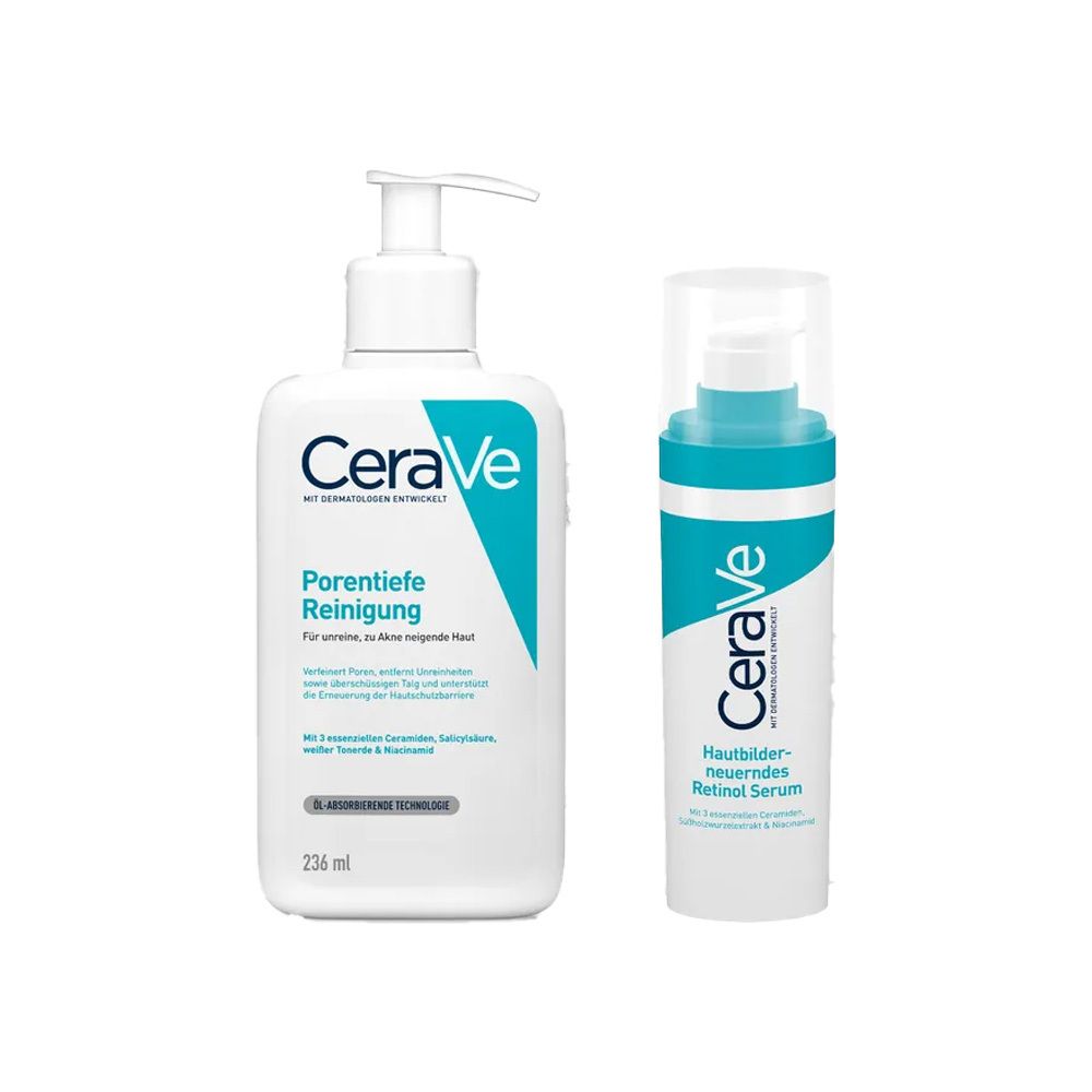 CeraVe Porentiefe Reinigung: Schäumendes Reinigungsgel mit Salicylsäure + Hautbilderneuern 30+236 ml Set