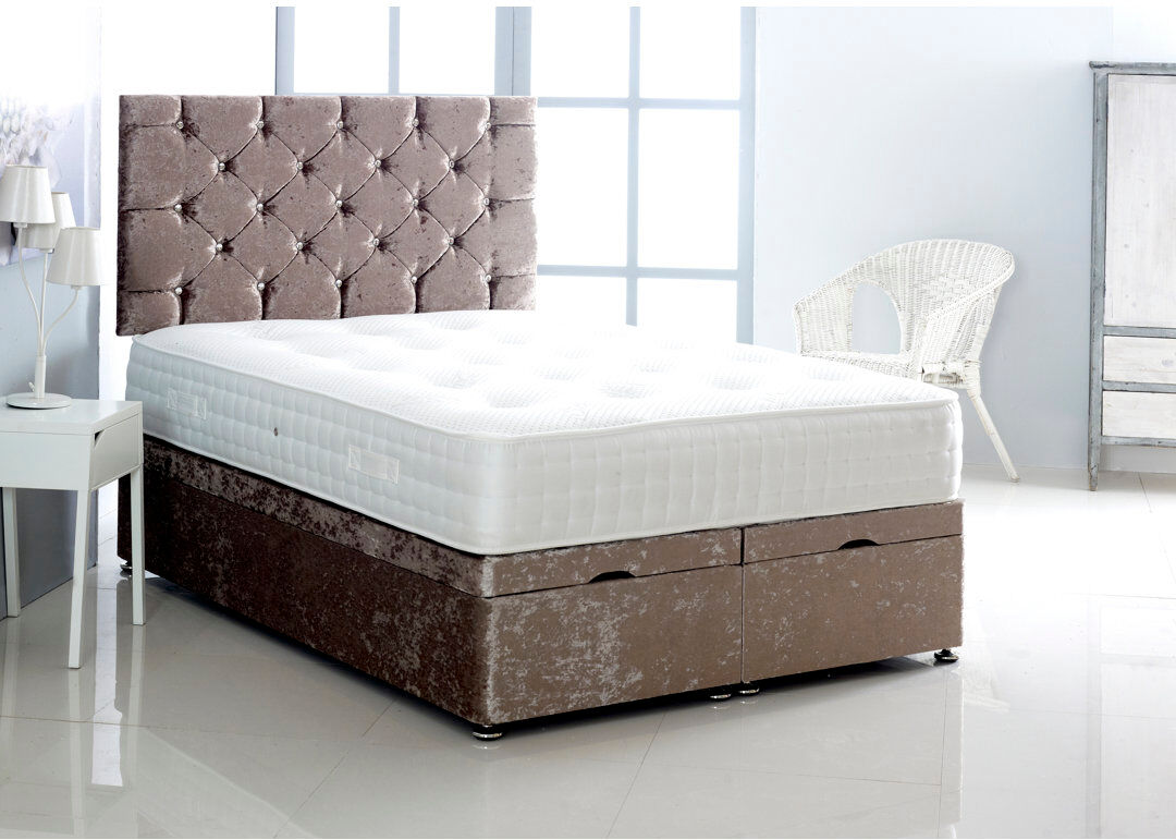 Mercer41 Marisol Upholstered Velvet Lift Up Storage Ottoman Bed Truffle Single (3')