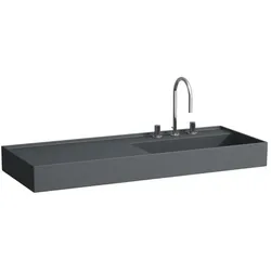 LAUFEN Kartell Waschtisch H8133337588151 120x46cm, Ablage links, ohne Überlauf, 2 Hahnlöcher, graphit matt