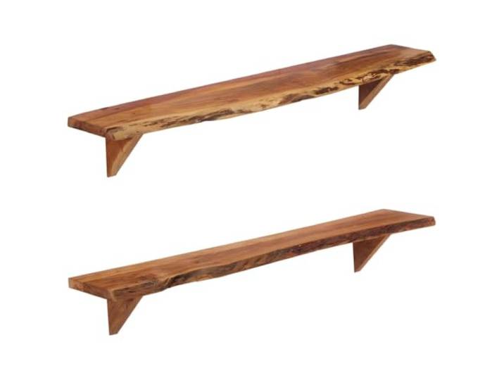 HKTMGDNG Wandregal 2er Set 110x20x18 cm Akazie Massivholz Rustikal Handgefertigtes Echtholz Wandboard Set für Wohnzimmer und Flur zur Präsentation von Dekoration und Büchern.