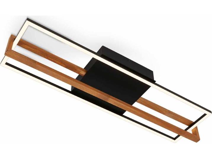 Plafonnier LED\, noir\, avec bois\, LED/22W