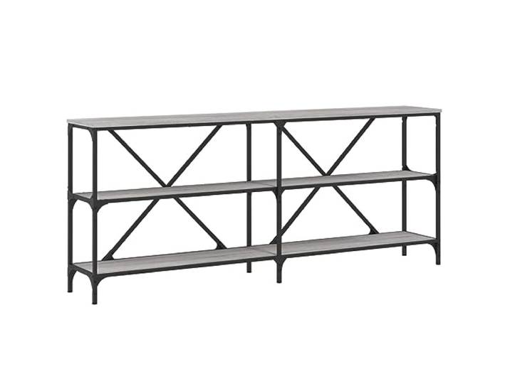 Couchtisch Grau Sonoma Eiche 180x30x75 cm mit Eisernen Rahmen Holzwerkstoff, Eisenrahmen, verstellbare Füße, Tischplatte 180 cm, stabile Konstruktion, feuchtigkeitsbeständig