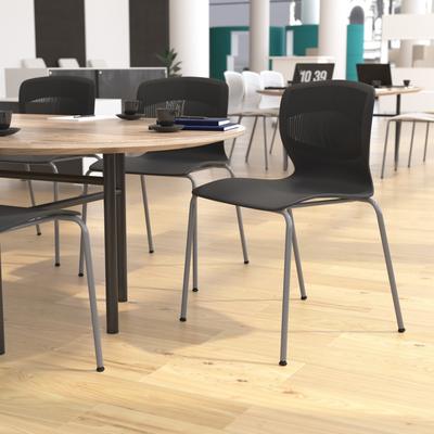 Flash Furniture Commercial 770 LB. Capacity Plastic Stack Chair with Lumbar Support-5 Pack