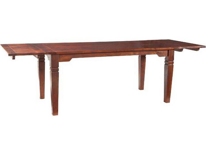 MASSIVMOEBEL24 Table à manger extensible 90x90 Acacia laqué Nougat OXFORD #118