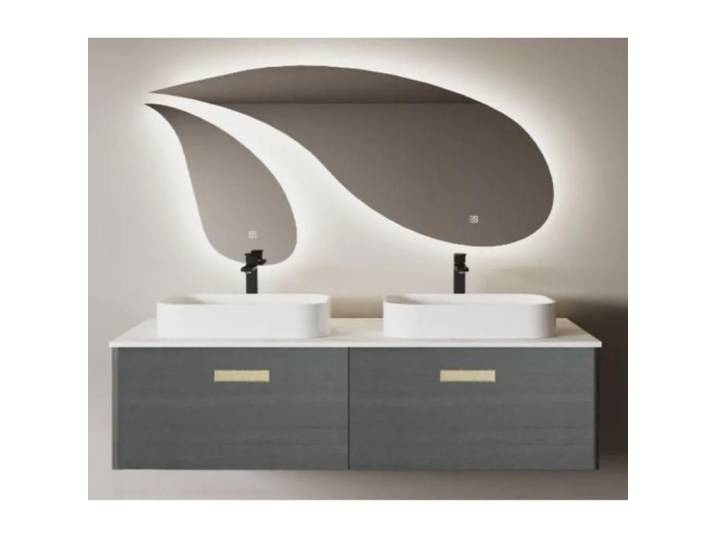 Meuble salle de bain double vasques Goutte d'Eau - meuble + miroir