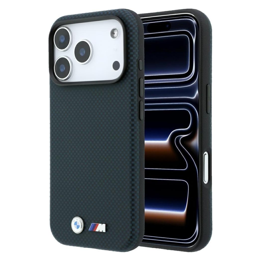 BMW Etui M Quadrille Kevlar Metal Logo MagSafe do iPhone 18 Pro / 17 Pro granatowy (Apple iPhone 17 Pro, Apple iPhone 18 Pro) (BMW001295)