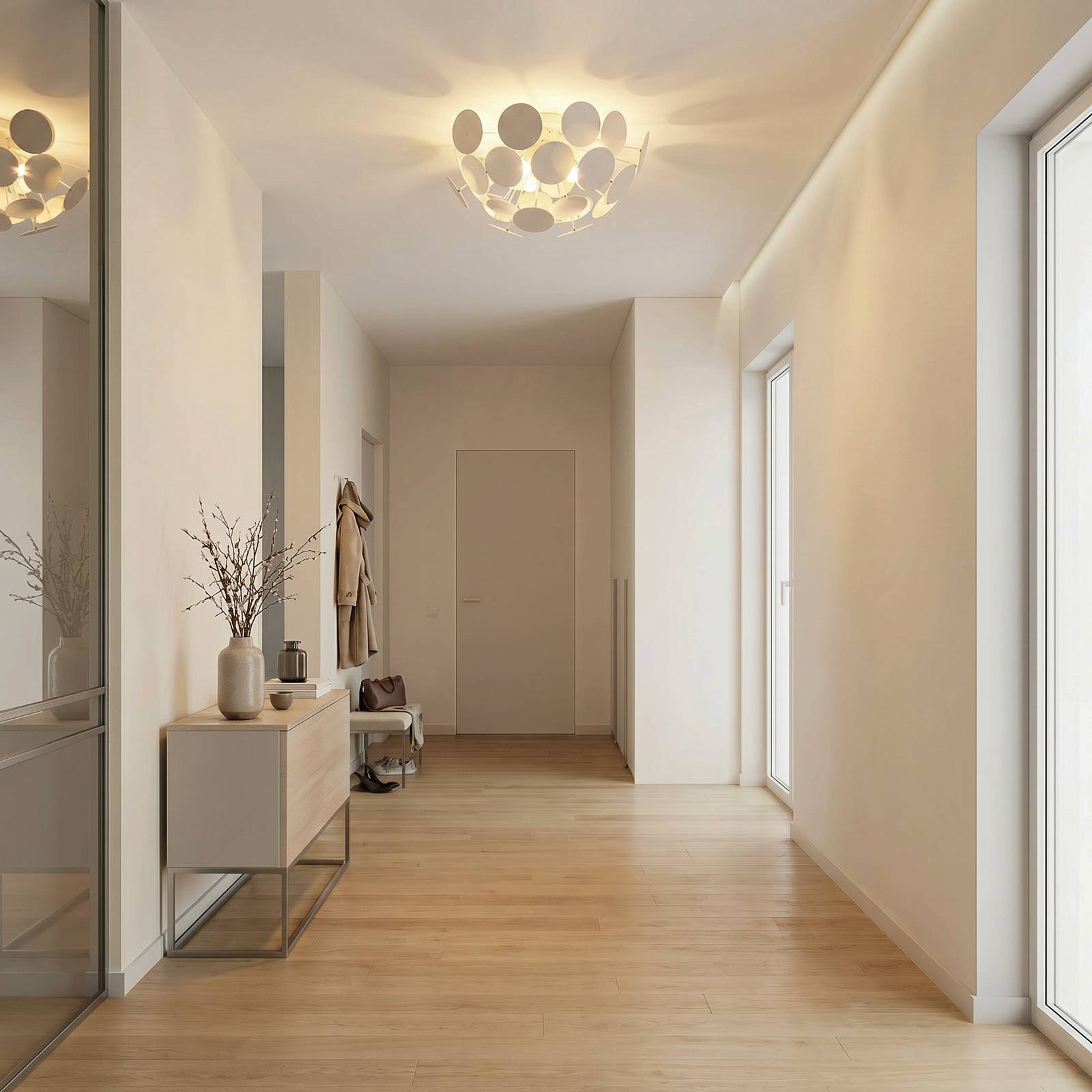 Ceiling Light Kinan Lindby, dimmable, White / opal, Living / Dining Room, Plastic, Modern, Ceiling Light