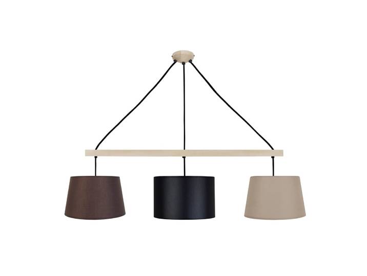 Lustre bois naturel abatjour tissu multicolore