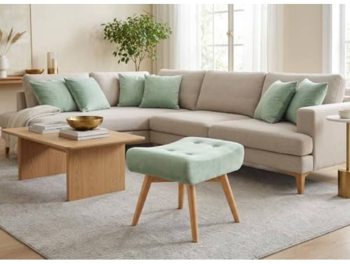 Family Meble Polsterhocker Vika Royal Aura – Fußhocker mit Stoff-Bezug – Mintgrün · Velutti 34