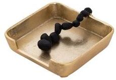 Vivience Gold Square Napkin Holder with Black Pebble Detail