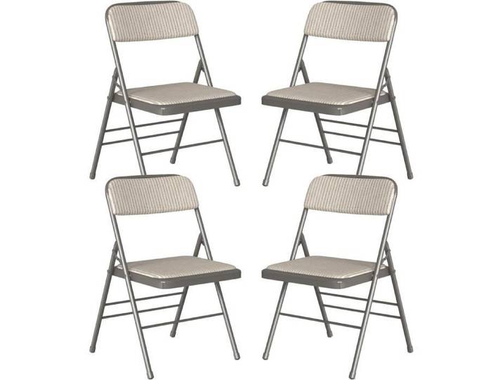 Chaises pliantes rembourrées en tissu - PIPIPOXER - Lot de 4 - Beige-gris - Jardin