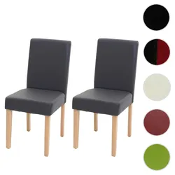 2er-Set Esszimmerstuhl Stuhl Küchenstuhl Littau ~ Kunstleder, grau matt, helle Beine