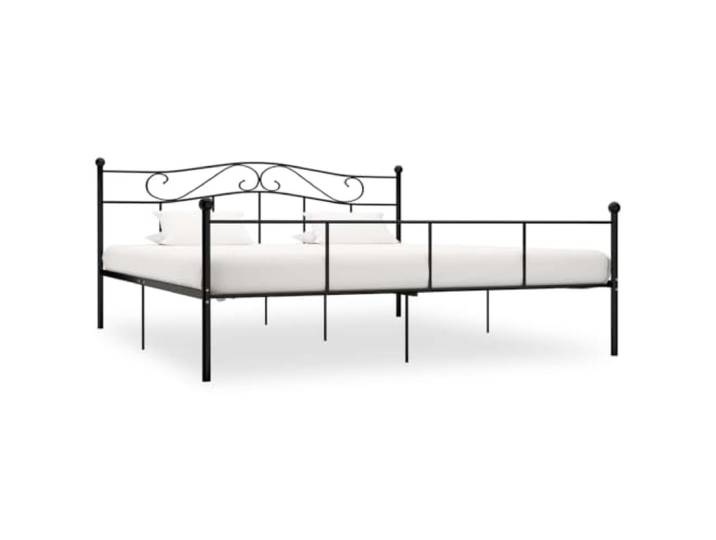 KGHFDVB Bett 208 x 207,5 x 95 cm aus Metall Schwarz 200 x 200 Metallrahmen, stabiles Lattenrost, Schlafhöhe 28 cm, für Matratze 200 x 200 cm, fürs Schlafzimmer