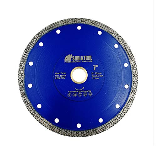 SHDIATOOL Diamant doorslijpschijf 175 mm Turbo Mesh voor keramiek, porselein, tegels en graniet