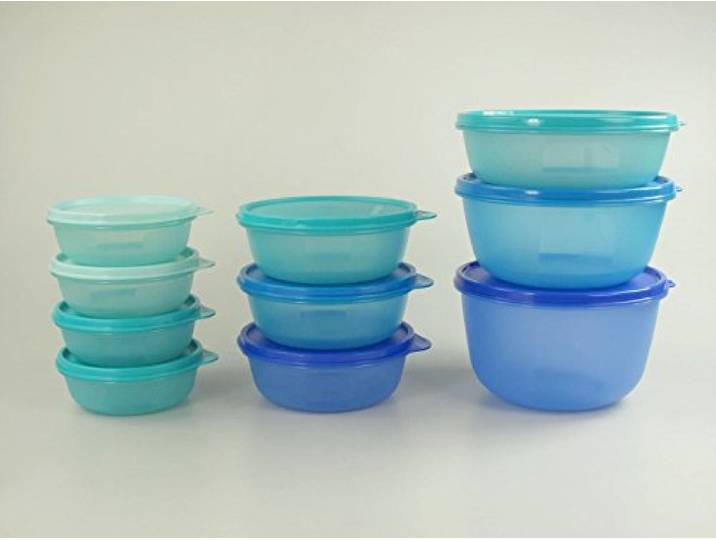 TUPPERWARE Kühlschrank Clarissa 2L+1,5L+1L blau+ Hit-Parade 600ml + 300ml türkis