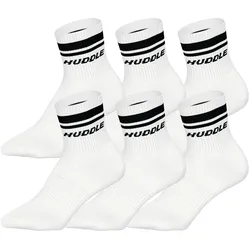 HUDDLE 6pk Short Crew Socks Double Stripe Unisex Socken