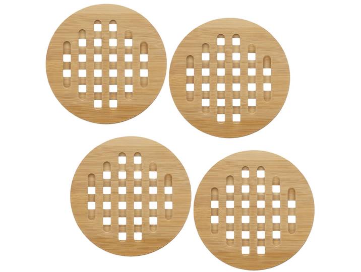 Untersetzer Bambus im 4er Set, rund, Topfuntersetzer, Ø 20 cm