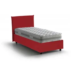 Dmora Einzelbett Brunella, Containerbett mit Stoffbespannung, 100% Made in Italy, Frontöffnung, inklusive Matratze Cm 80x190, Rot