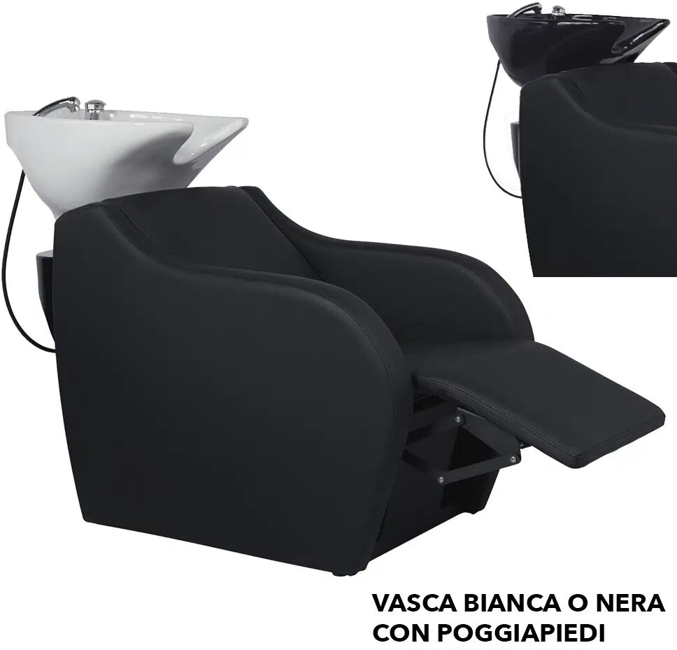 MUDI Lavatesta per parrucchiere con poggiapiedi elettrico WISP POWER + BIANCA