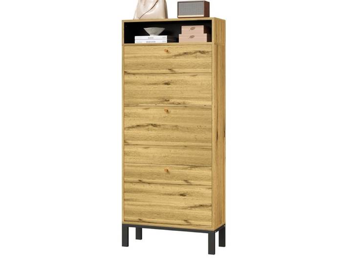 Meuble à chaussures haut et étroit 147cm hauteur 3 portes compartiments supplémentaires entrée