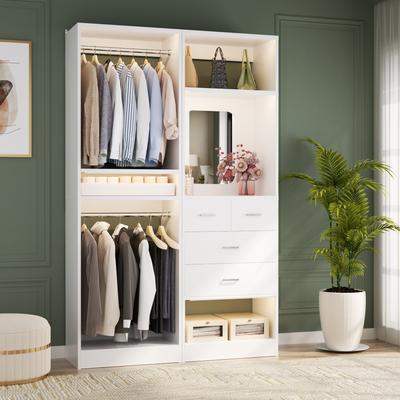 Rackcog Cimly Set of 2 Free-standing Closet System with Drawers and Hanging Rods for Reach-in/ Walk-in Closet