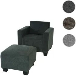Modular Sessel Loungesessel mit Ottomane Lyon, Stoff/Textil ~ anthrazit-grau