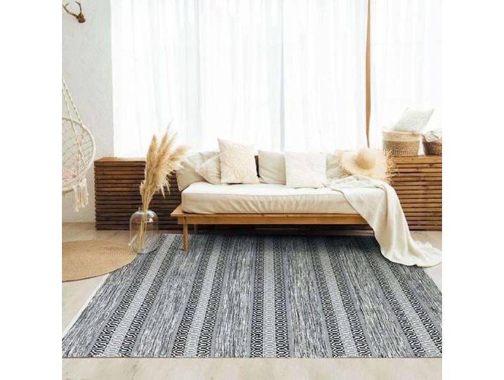 Tapis en coton esprit ethnique noir et blanc 160x230