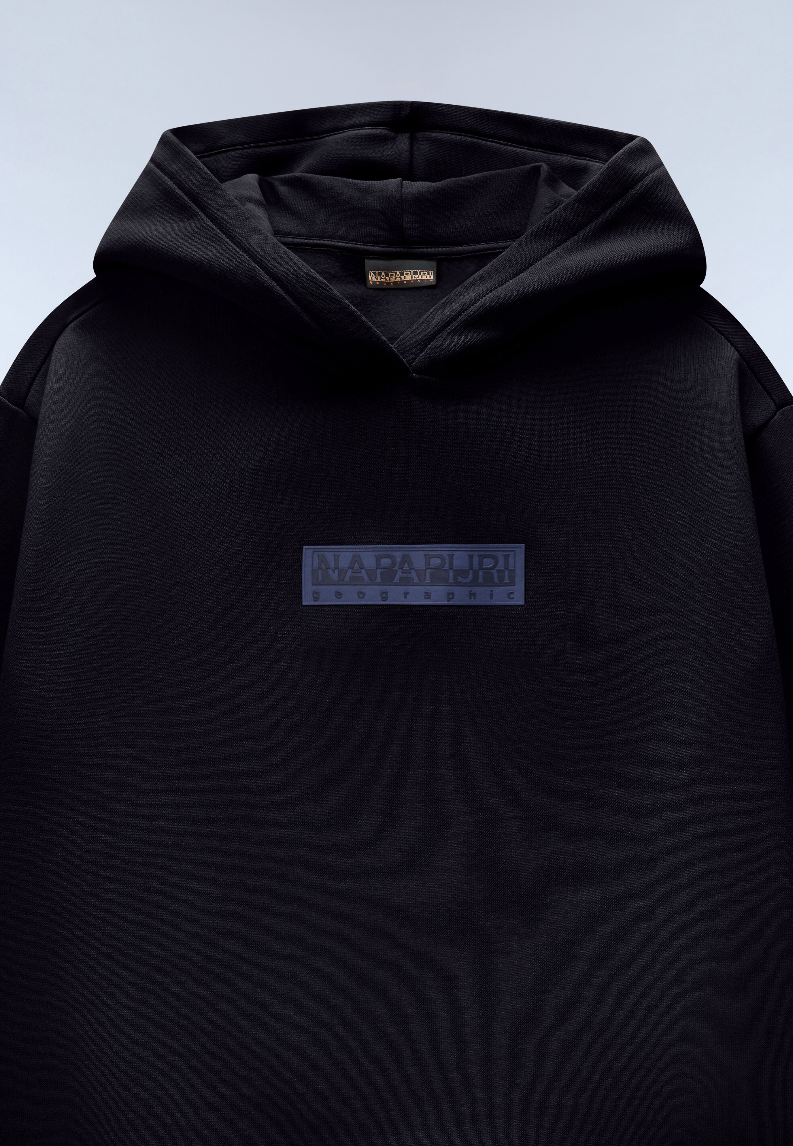Kapuzensweatshirt NAPAPIJRI "K B-NEW BOX LOGO H W BLU MARINE", Jungen, Gr. 10, schwarz (blu marine), Obermaterial: 80% Baumwolle, 20% Polyester, normal, Rundhals, angesetztes Bündchen, Sweatshirts Kapuzensweatshirt, für Jugendliche geeignet, aus Baumwolle