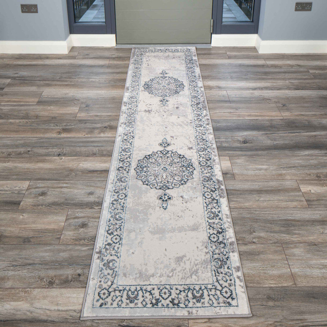 Ophelia & Co. Aniyah Oriental Area Rug Blue;Gray Runner 70 x 240cm