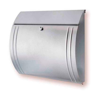 PROREGAL Eleganter Briefkasten Modena aus verzinkten Stahl | 15,3 Liter, HxBxT 33,5x36x12,7cm | Einwurföffnung 32,5x33cm | Silber