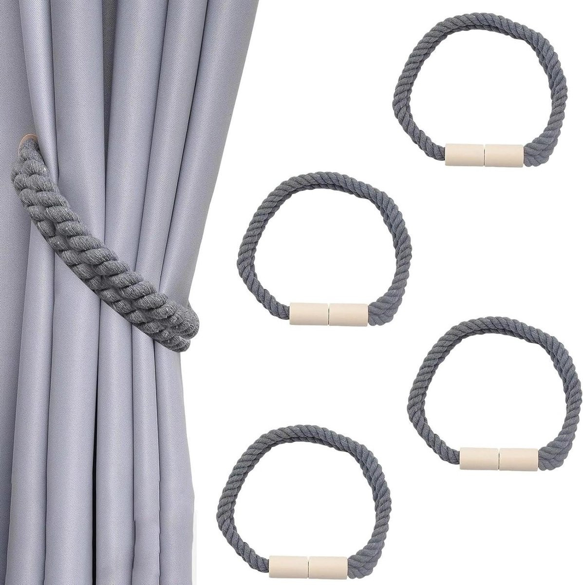 Magnetische gordijnhouders Grijs - 53 cm lengte