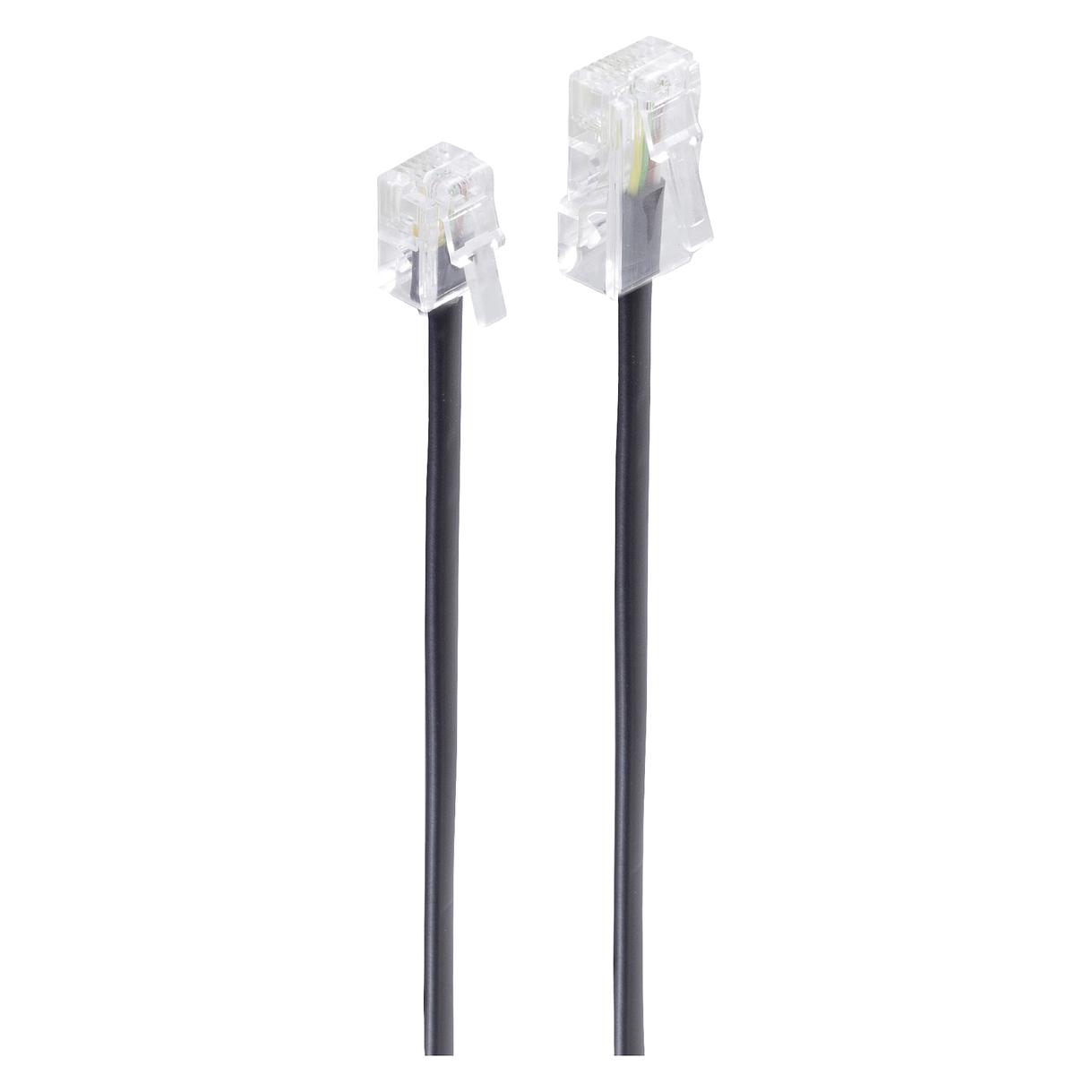 Shiverpeaks BASIC-S Modular-Kabel, RJ11-RJ45 Stecker, 15,0 m Länge: 15,0 m, Farbe: schwarz, 4-adrig (BS70265)