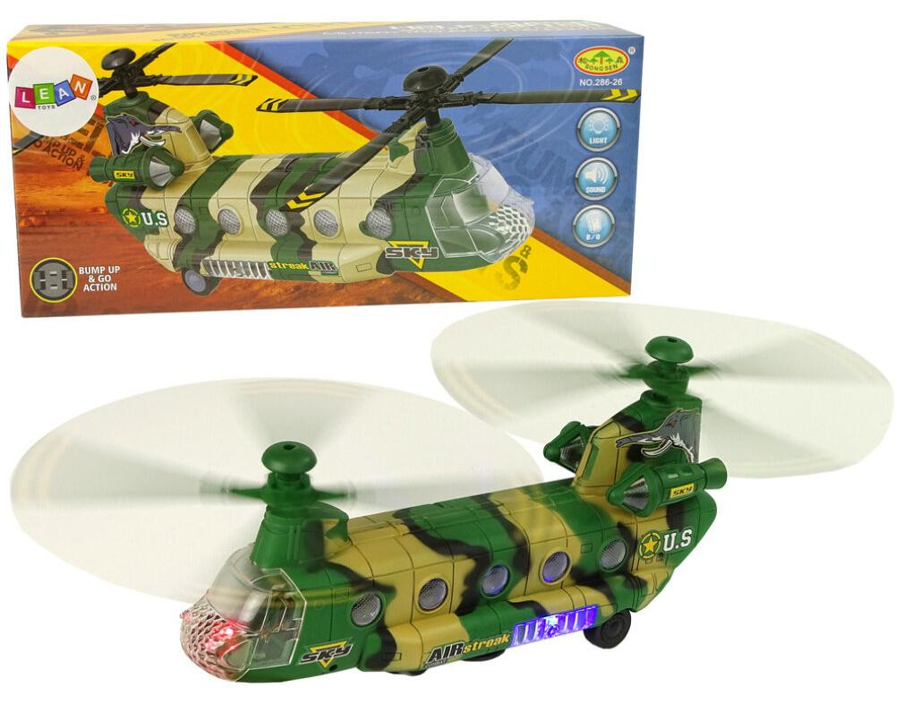 Lean Toys Militaire helikopter met enorme vleugels, licht en geluid, Moro