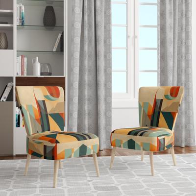 DESIGN ART "Designart ""Full Moon Symphony Midcentury Abstract I"" Upholstered Modern Midcentury Accent Chair and Modern Arm Chair"