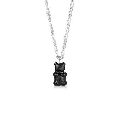 Kette mit Anhänger KUZZOI "Halskette Bär Emaille Trend Modern 925 Silber" Gr. 55, silber, Halsketten, Herren, ohne Stein, Silber 925 (Sterlingsilber)