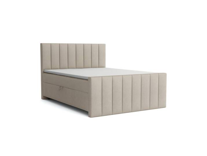 Deine Möbel 24 Boxbett FEN 160/200 Velours Beige mit Bonell-Federkernmatratzen H3, H3, 160x200 cm, Schlafzimmer, Betten, Boxspringbetten